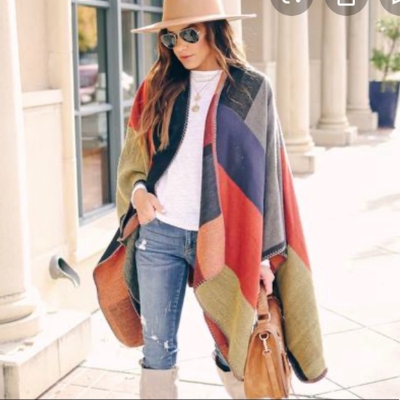 Vici Sweaters - Vici Collection Color Block Poncho
